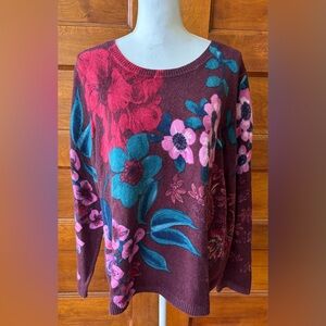 Talbots Floral Crew Neck Sweater - Blossom Blooms